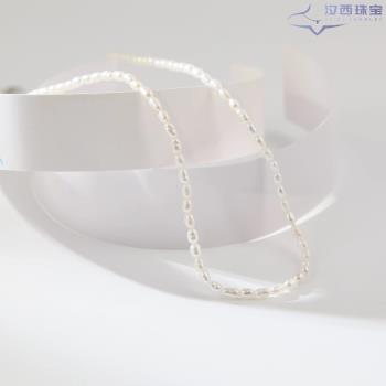 《米粒》百搭小眾單戴疊戴純天然小咪米形極細迷你小baby珍珠項鏈