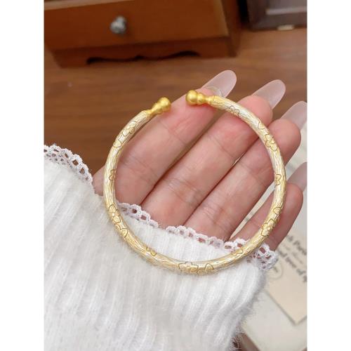 足銀9999描金櫻花葫蘆手鐲女純銀實心鐲子2025新款手環刻字禮物