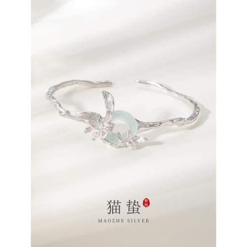 貓蟄S925純銀蘭花手鐲輕奢氣質高級感設計手鏈新中式民族古風森系