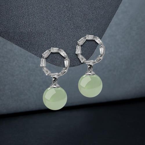 和田玉耳環2025年新款爆款冰種青玉石耳墜復古民族風耳飾純銀耳扣