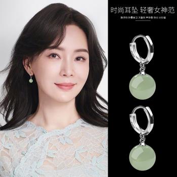 新中式和田玉耳環2025新款爆款高階感小眾純銀女耳釘復古氣質耳飾