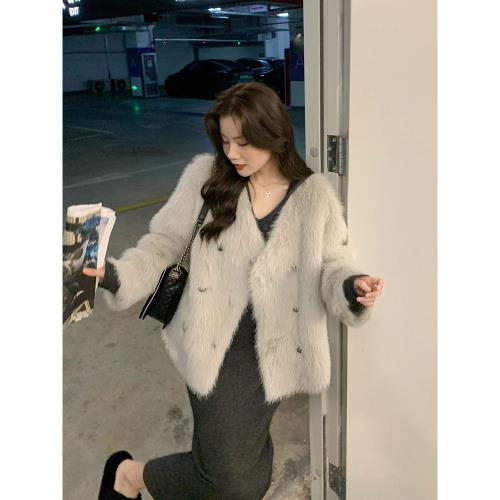 (免運)12月FL款仿托斯卡納環保皮草女保暖加厚外套 微瑕（No退No換）