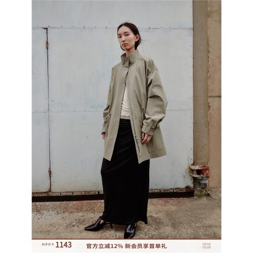 (免運)RandomPiece 新品 鹽縮肌理水洗做舊感 輕戶外廓形立領風衣外套