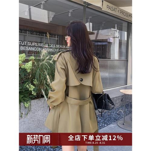 (免運)設計感高級休閑英倫風寬松短外套卡其色風衣女小個子2025秋季新款
