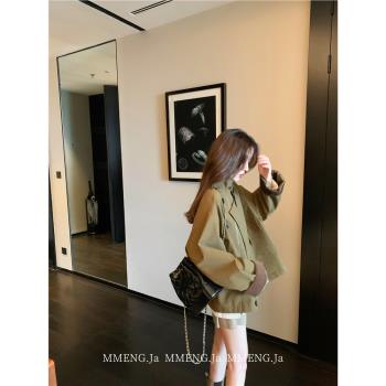 (免運)MMENGJA」 塞納河畔的街區 經典款燈芯絨工裝外套女新款風衣