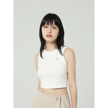 (免運)Y2NG 原創刺繡logo螺紋運動背心女短款多巴胺吊帶上衣不透遮副乳