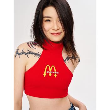 (免運)WCC操牌時裝Underworld系列惡搞麥當勞M記全棉掛脖Y2K背心女露臍