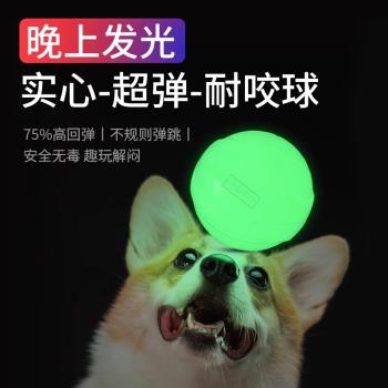 超彈狗狗夜光球發光彈力球玩具耐咬解悶大中小型犬磨牙的寵物玩具