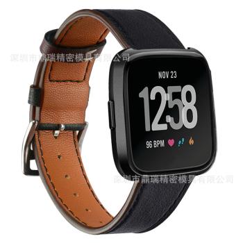 Fitbit Versa智慧手錶 頭層牛皮雙面尖尾真皮表帶 皮帶 22mm 23mm