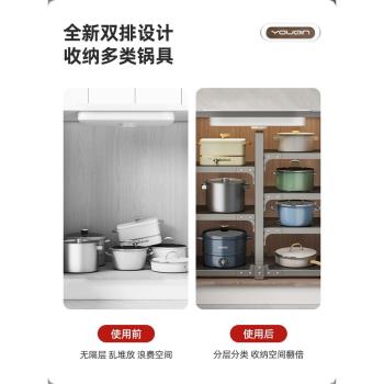 日本品質廚房置物架鍋具收納架家用多功能多層下水槽櫥櫃臺面鍋架
