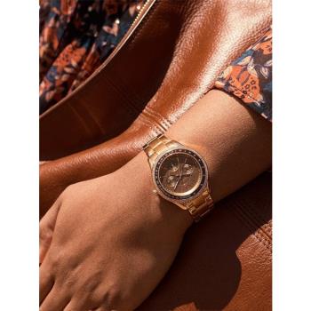 FOSSIL Stella Sport 化石防刮防水休閑鋼帶石英水晶玫瑰金女手錶