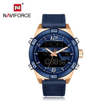 NAVIFORCE領翔9128男士手錶 LED電子手錶 防水皮帶石英男表手錶