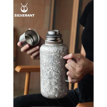 SILVERANT/銀蟻純鈦保溫杯大容量保溫壺雙層防燙水壺禮盒裝養生壺