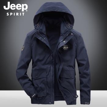 JEEP外套男士秋季可脫卸內膽戶外兩件套保暖上衣服中青年吉普夾克
