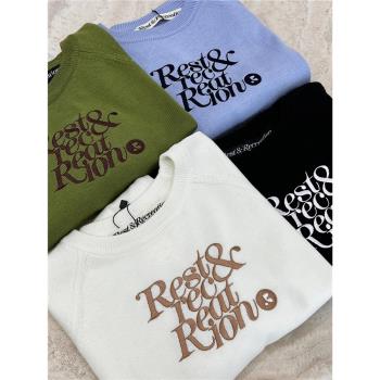 韓國Restandrecreation刺繡針織衫毛衣RR修身短款圓領長袖打底衫
