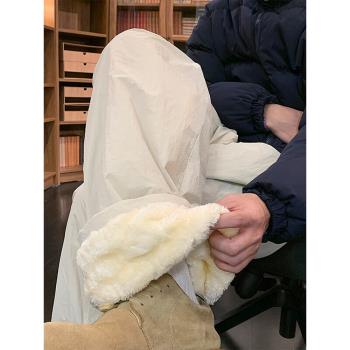 cleanfit防水防風沖鋒褲男冬季羊羔毛加絨加厚高階感闊腿休閑長褲