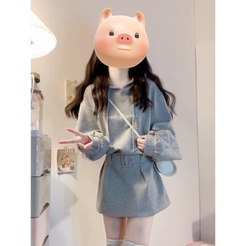 2026新款連帽衛衣連衣裙子女早春季高級感小個子氣質收腰短裙套裝