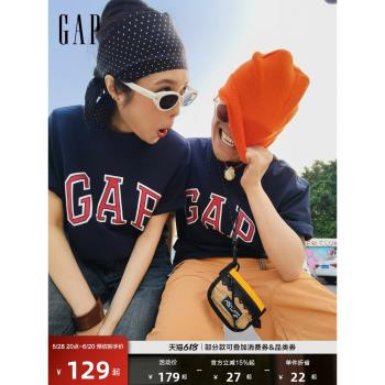 Gap男女裝2025春季新款純棉經典logo圓領短袖T恤寬松上衣725616