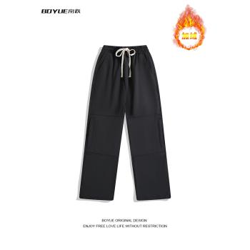 BOYUE帛躍加絨防風工裝沖鋒褲登山戶外保暖機能直筒休閑運動褲男