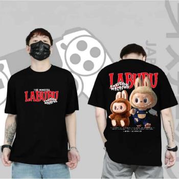 25卡通BU姐新款Labubu拉布布夏季潮寬松時尚T-shirt男女短袖短T恤