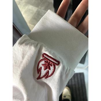 小火苗刺繡衛衣男款春秋火焰設計感美式復古重磅長袖T恤情侶上衣