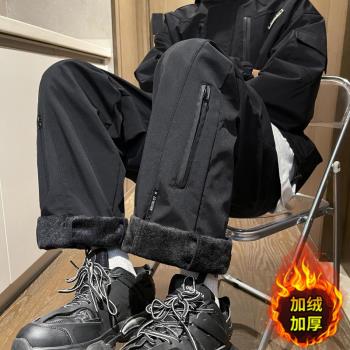 秋冬防風防水三合一沖鋒褲男士加絨加厚防寒保暖戶外滑雪工裝長褲