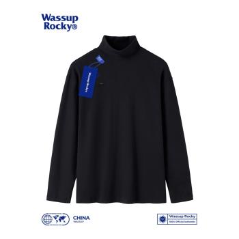 WASSUP ROCKY德絨加絨自發熱半高領內搭打底衫春秋慵懶長袖衛衣男