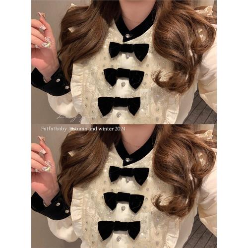 FATFATBABY [重工系列]大碼千金風蝴蝶結襯衫女高腰A字裙氣質套裝