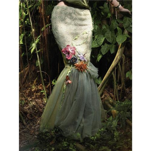 血液供給原創◆森之靈 精靈風森系花朵網紗魚尾裙禮服半裙萬圣節