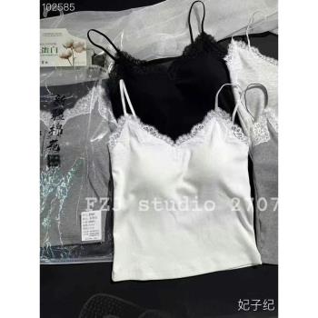 妃子紀2707性感蕾絲花邊細肩帶吊帶背心女內搭顯瘦固定杯美背外穿