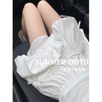 大碼梨形身材a字半身裙女裝春季高腰小個子花苞裙胖MM顯瘦短裙子