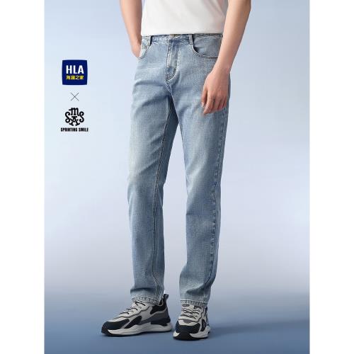 HLA/海瀾之家SPRINTING SMILE牛仔褲25春夏季新五袋款直筒長褲男