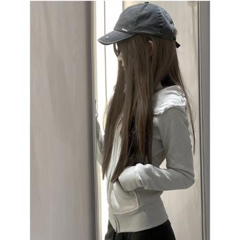 美式復古連帽辣妹長袖衛衣外套女春秋修身顯瘦收腰運動瑜伽服上衣