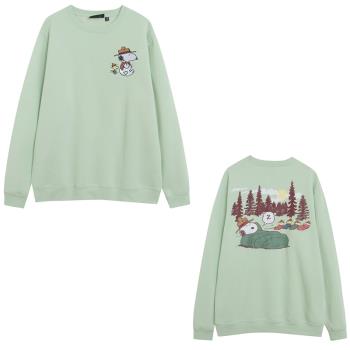 外貿刺繡加絨圓領長袖套頭寬松顯瘦上衣卡通動漫減齡青春俏皮衛衣