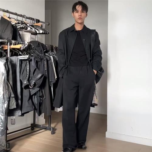 【秋冬神褲】Ac風格加絨衛褲空氣層運動褲寬松舒適重磅長褲松緊腰