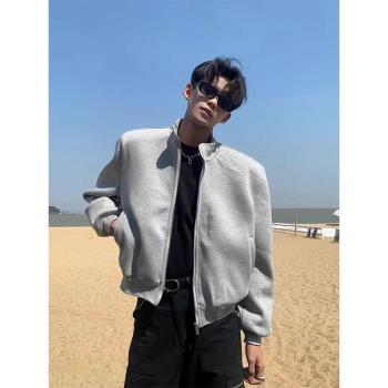 cleanfit墊肩外套男春秋季高階感潮牌設計感廓形短款立領飛行夾克