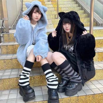 貓耳朵毛絨外套秋冬季軟妹可愛甜美地雷日系亞文化仿兔毛衛衣毛絨