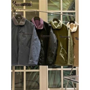 日系復古秋冬新款兩面穿羊羔絨保暖按扣棉服翻領夾克外套男女棉衣