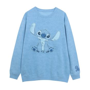 外貿春秋季重工刺繡卡通動漫圓領套頭衛衣女寬松薄絨外套減齡上衣