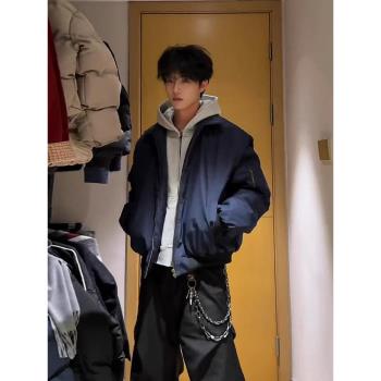 行星世界美式cleanfit外套男夏季薄款翻領短款藏青色飛行員夾克服