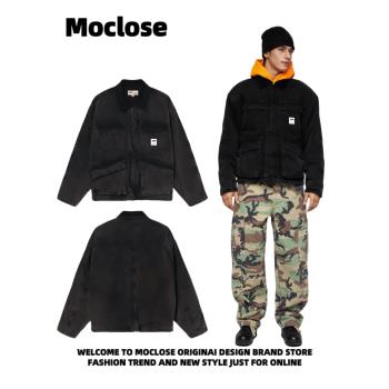 Moclose 美式復古秋冬重工水洗休閑寬松男女加棉保暖工裝夾克外套