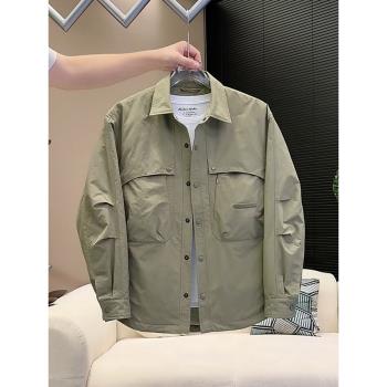 秋冬新款潮牌工裝翻領夾克男士寬松時尚百搭上衣加厚保暖棉服外套
