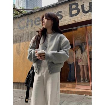 灰色棒球服外套女2025年夏季新款小個子穿搭寬松休閑運動夾克上衣