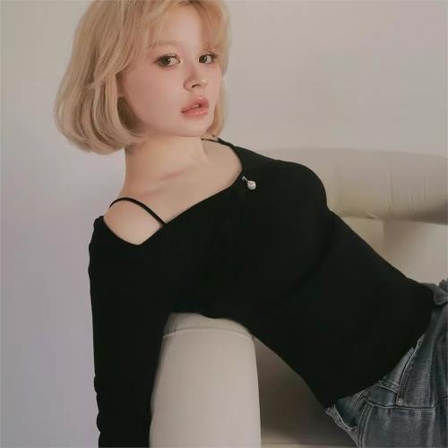 獨 AM日系紅牌 25春夏 眼淚珍珠裝飾 純欲針織衫