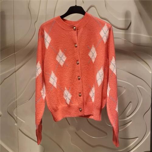 韓單L*NVIN 25春 經典撞色菱格百搭針織衫～開衫+背心兩件套 三色