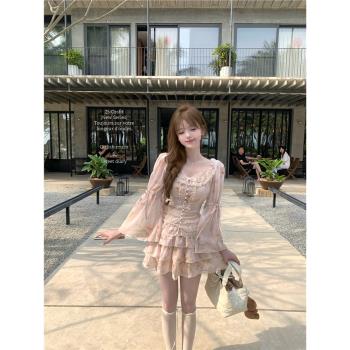 遲傘傘25/ss 玫瑰未寄信 du家碎花蕾絲收腰重工襯衫短裙氣質套裝