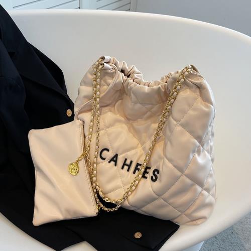 大容量菱格包包女2025新款春夏百搭通勤購物袋鏈條包高級感單肩包