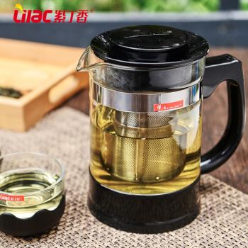 紫丁香玻璃茶壺食品級帶不銹鋼過濾耐熱茶具套裝大號家用辦公