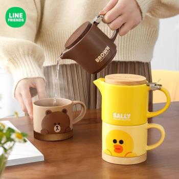 LINE FRIENDS輕奢陶瓷茶壺套裝家用泡茶杯子大容量功夫茶具單壺