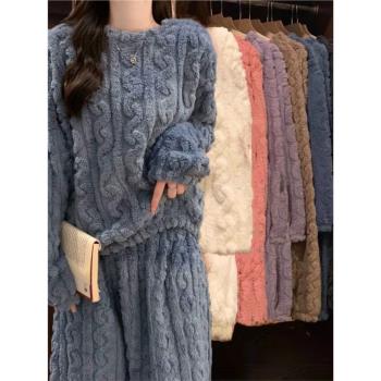 珊瑚絨睡衣冬季女款加絨兩件套裝爆款法蘭絨居家服休閑可外穿睡褲